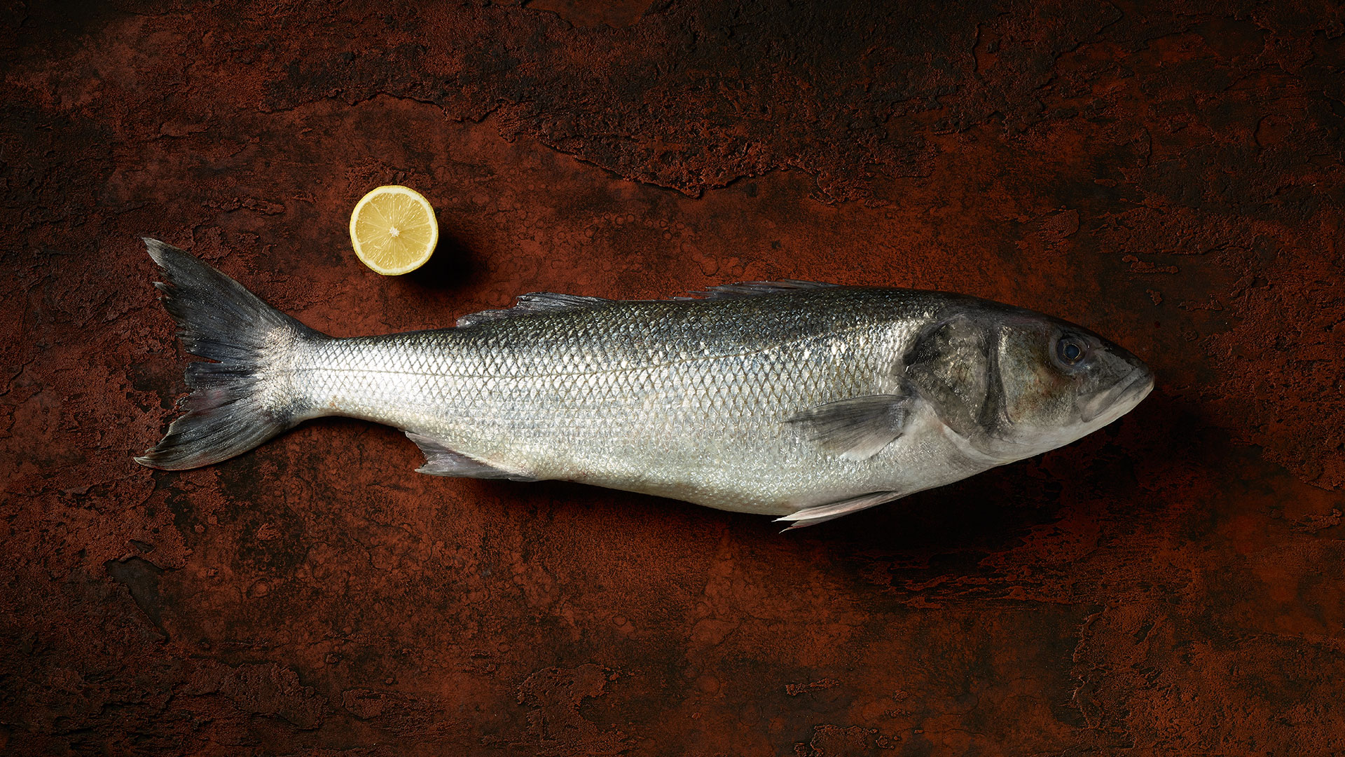 Fisch auf Rostplatte mit Zitrone
