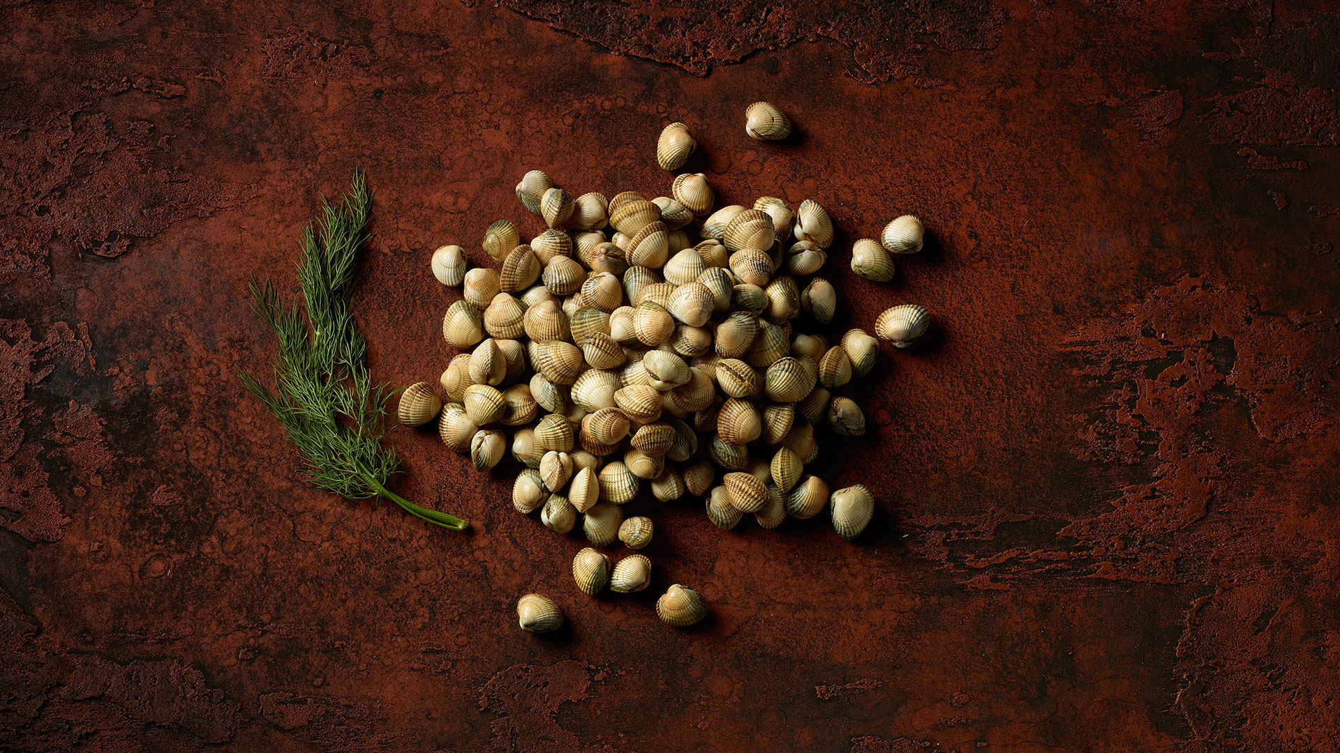 Muscheln auf Rostplatte mit Petersilie