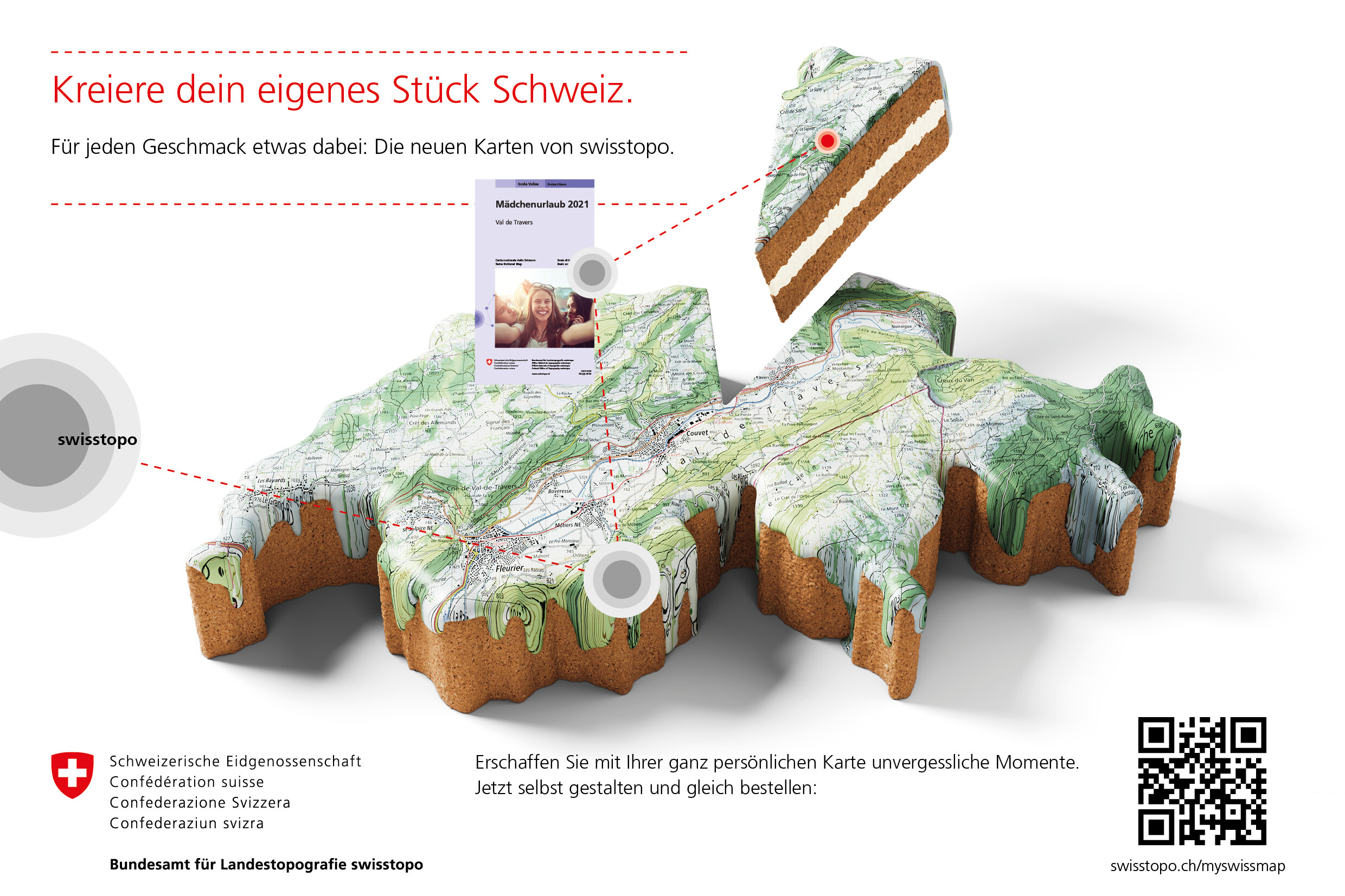 Schweizerkarte als Kuchen mit Guss. Schweizerlandkarte als Kuchen mit Karte als Kuchenglasur.