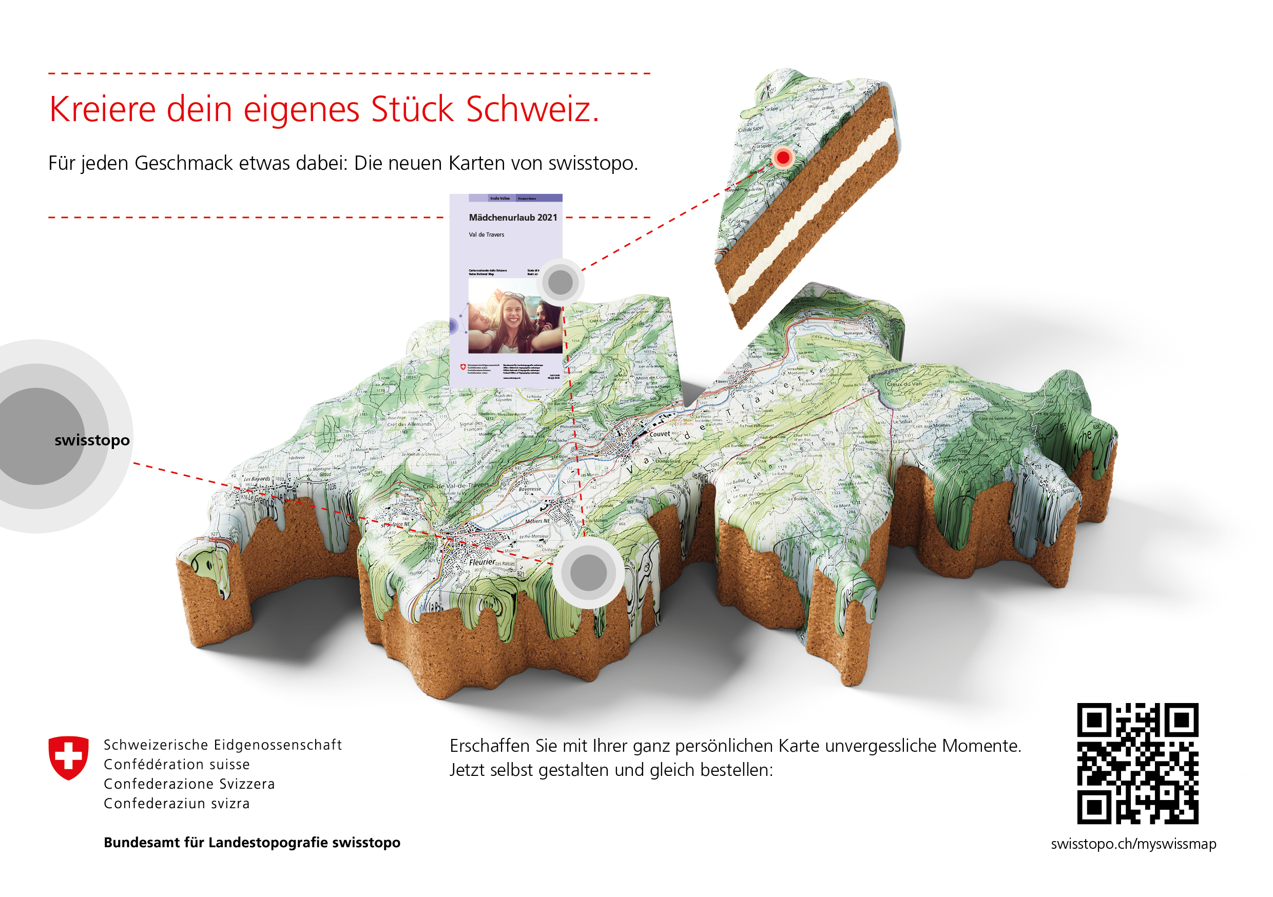 Schweizerkarte als Kuchen mit Guss. Schweizerlandkarte als Kuchen mit Karte als Kuchenglasur.