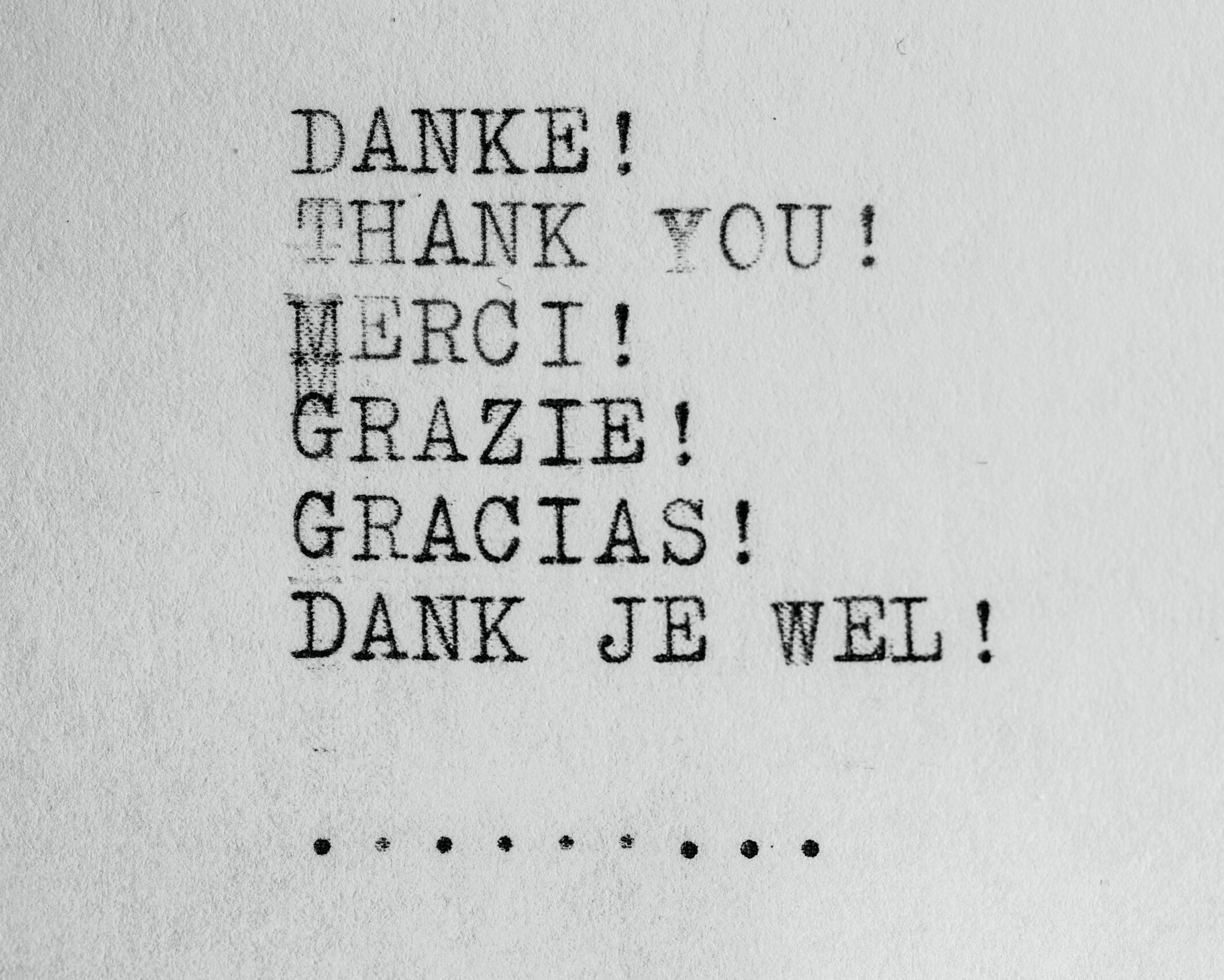 Bild von Unsplash - Danke, Thank You, Merci, Grazie, Gracias, Dank je wel auf Schreibmaschine